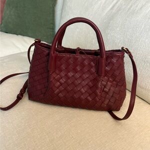 Anthropologie Burgundy Woven Handbag